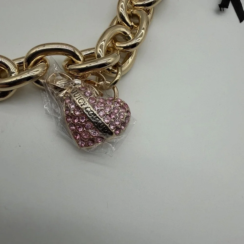 NWT Juicy Couture Top Notch Card Wallet Gold Charms Wristlet Raspberry Tart